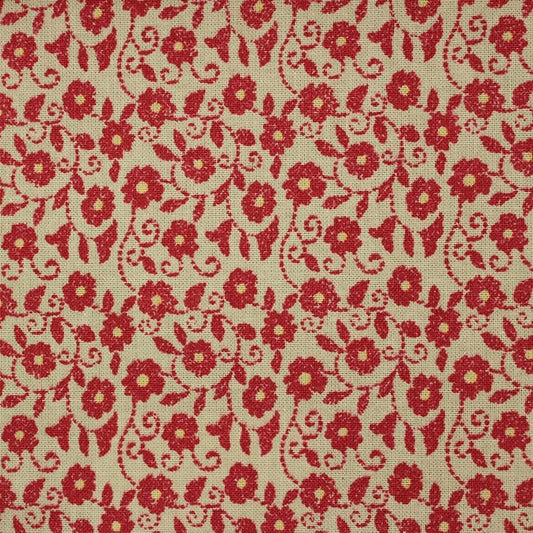 Red - Ella Flower Fabric Kate Forman 100% Cotton