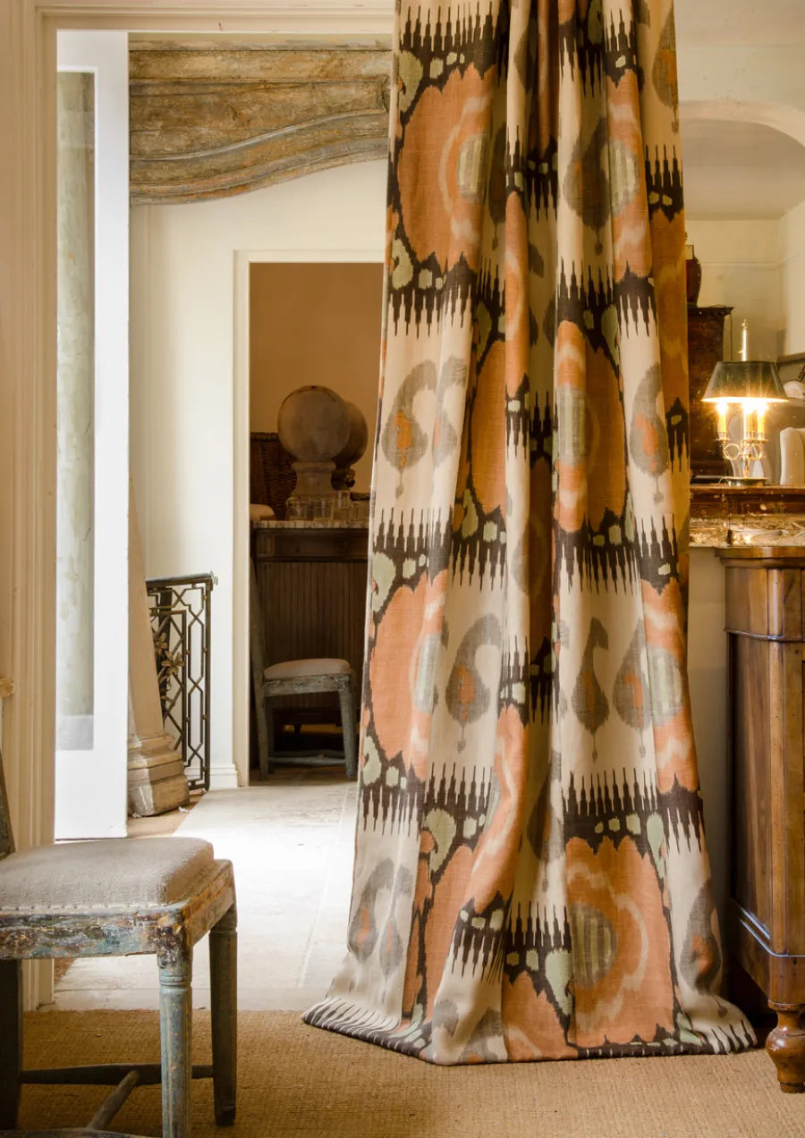 Lewis & Wood Kimono Ginger Green Made to Measure Curtains – lifestyle photograph