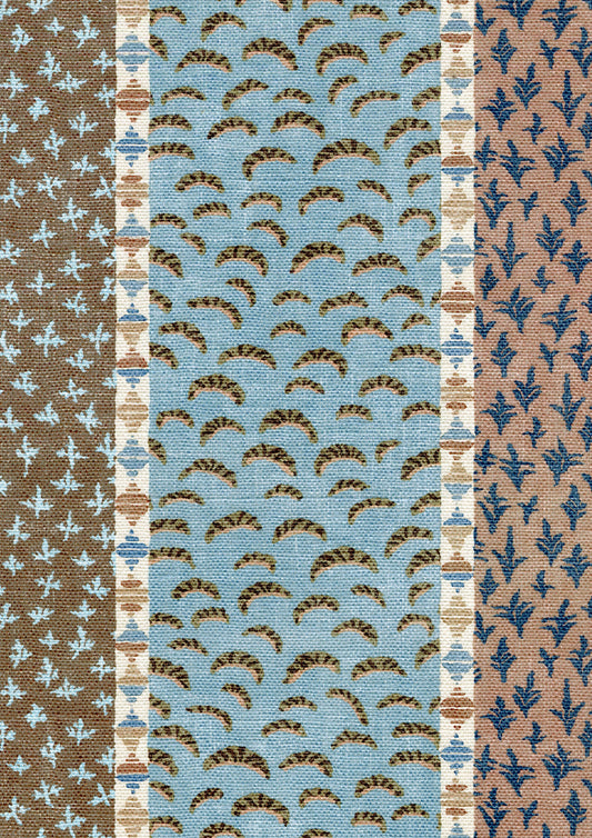 Lewis & Wood Asha Stripe Blue Almond Made to Measure Roman Blinds – fabric detail