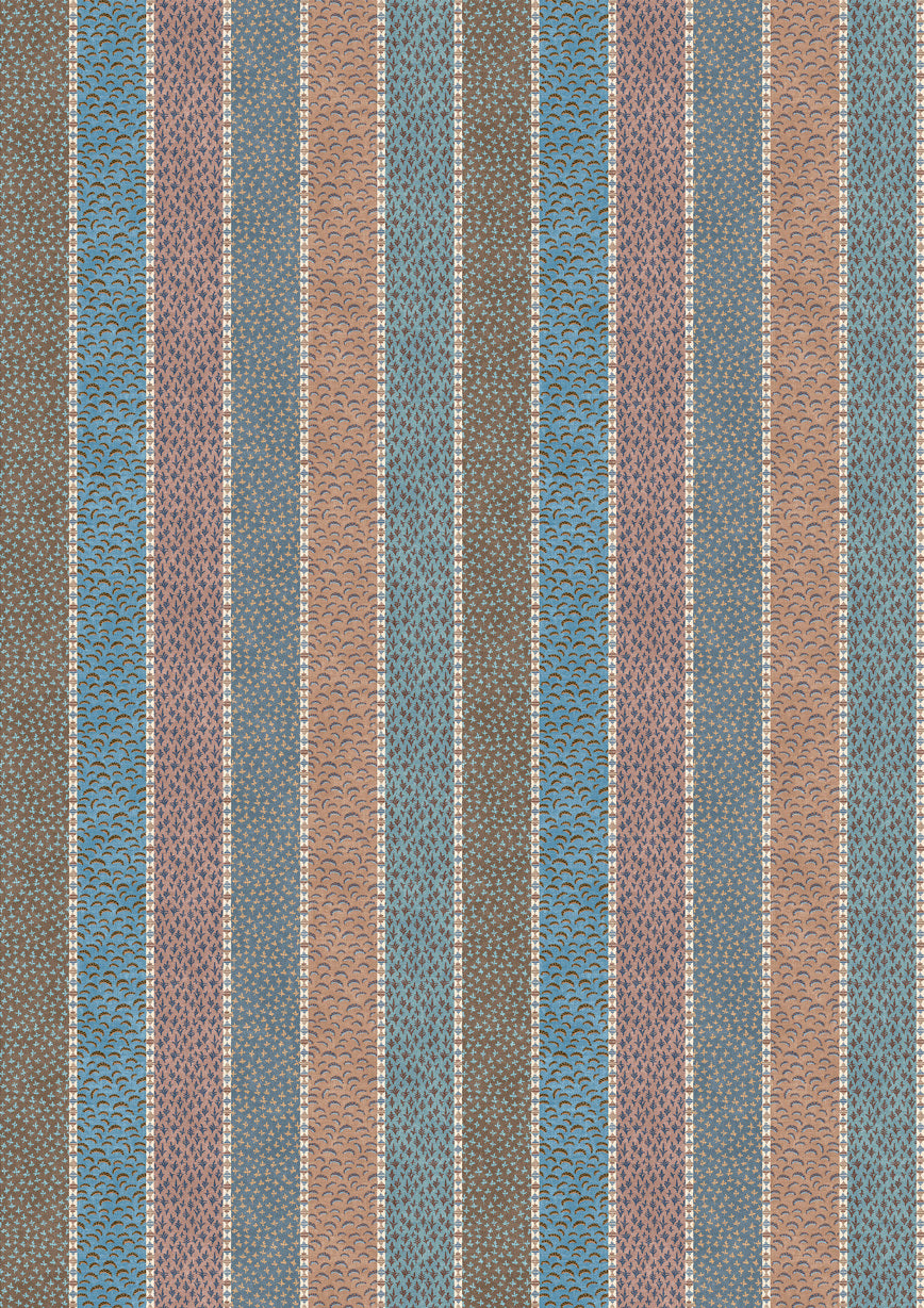 Lewis & Wood Asha Stripe Blue Almond Made to Measure Roman Blinds – full width