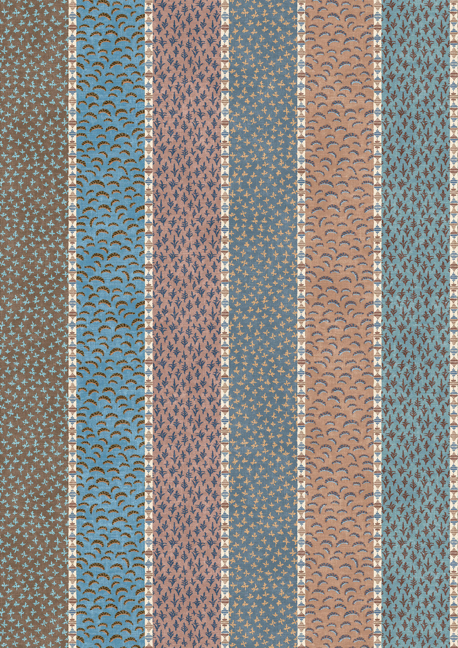 Lewis & Wood Asha Stripe Blue Almond Made to Measure Roman Blinds – close-up