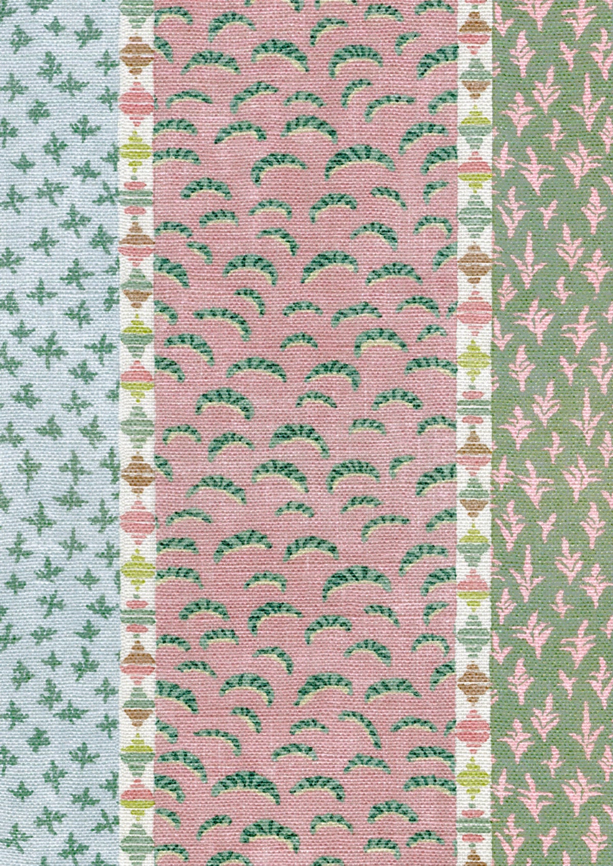 Lewis & Wood Asha Stripe Pistachio Rose Made to Measure Curtains – fabric detail