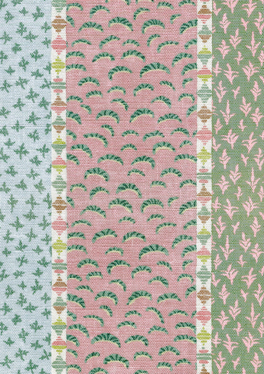 Lewis & Wood Asha Stripe Pistachio Rose Made to Measure Curtains – fabric detail