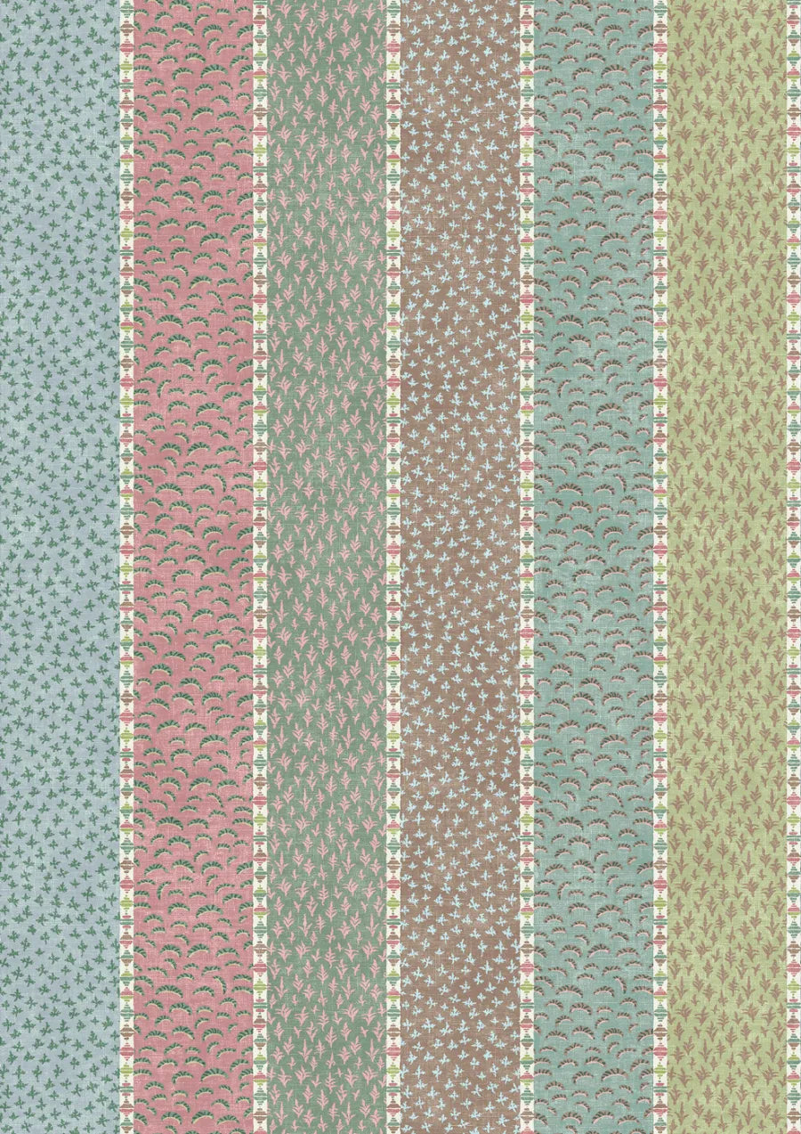 Lewis & Wood Asha Stripe Pistachio Rose Made to Measure Curtains – close-up