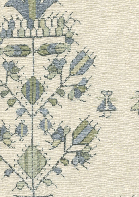 Lewis & Wood Athena Blue Myrtle Made to Measure Roman Blinds – fabric detail