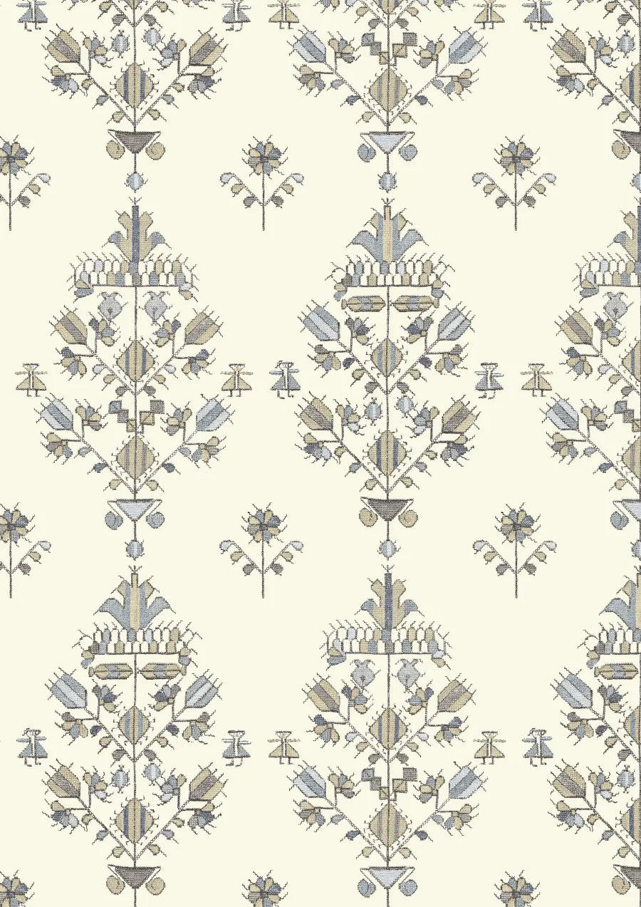 Lewis & Wood Athena Blue Sand Made to Measure Roman Blinds – close-up