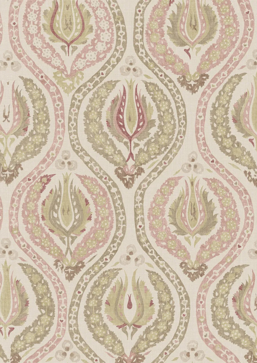 Lewis & Wood Benaki Cocoa Rose Made to Measure Curtains – close-up