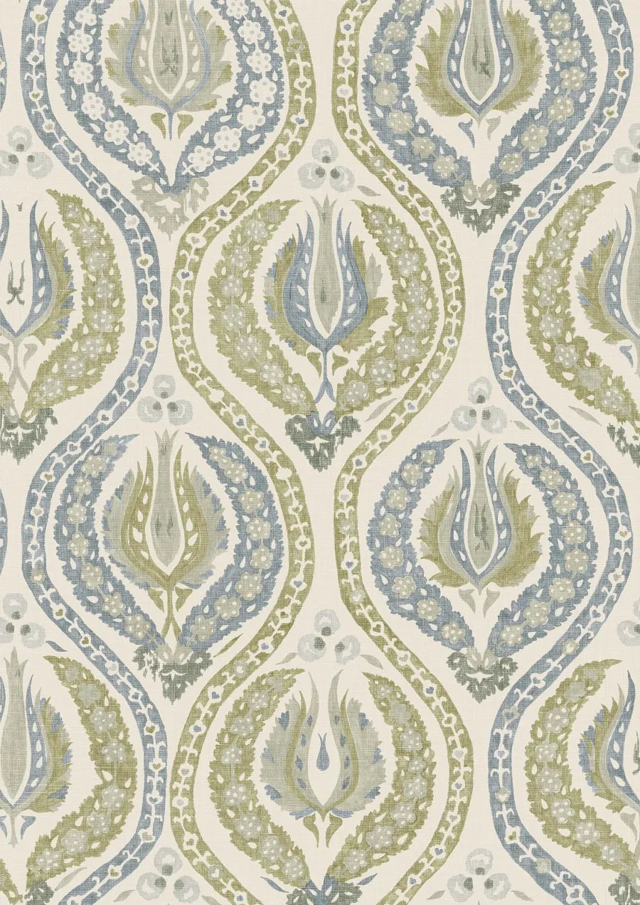 Lewis & Wood Benaki Lavender Green Made to Measure Roman Blinds – close-up