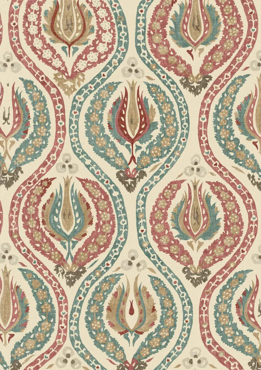 Lewis & Wood Benaki Mulberry Blue Made to Measure Curtains – close-up