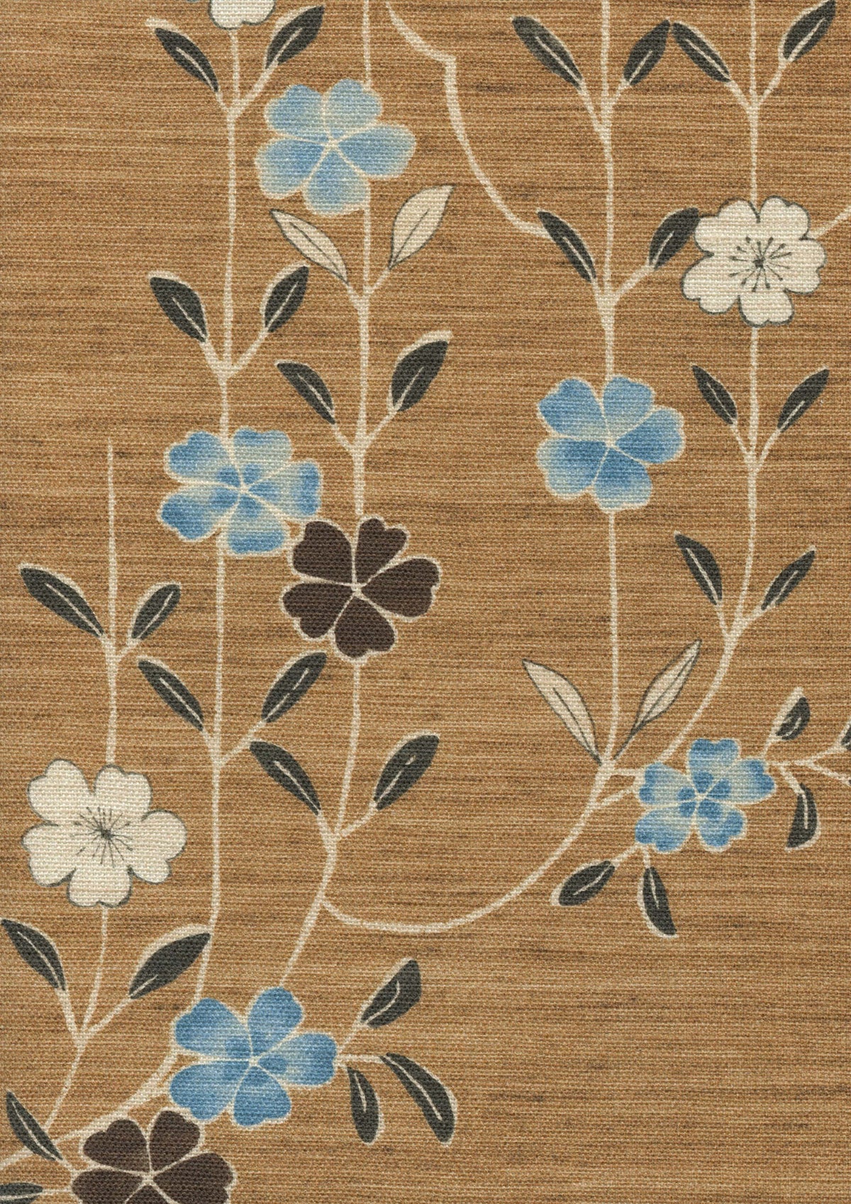 Lewis & Wood Blossom Blue Ginger Made to Measure Curtains – fabric detail