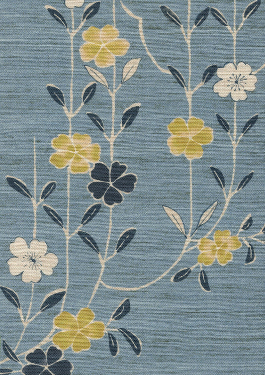 Lewis & Wood Blossom Saffron Sky Made to Measure Curtains – fabric detail