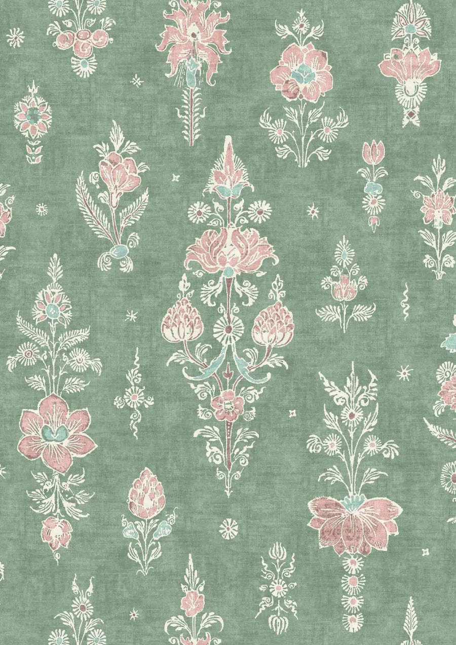 Lewis & Wood Citadel Green Glaze Made to Measure Roman Blinds – close-up