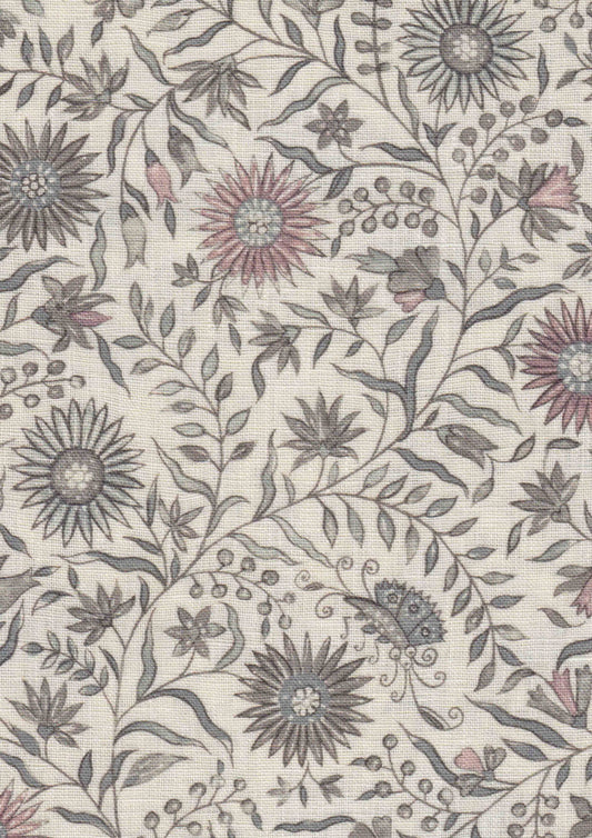 Lewis & Wood Daisy Chintz Amethyst Made to Measure Curtains – fabric detail