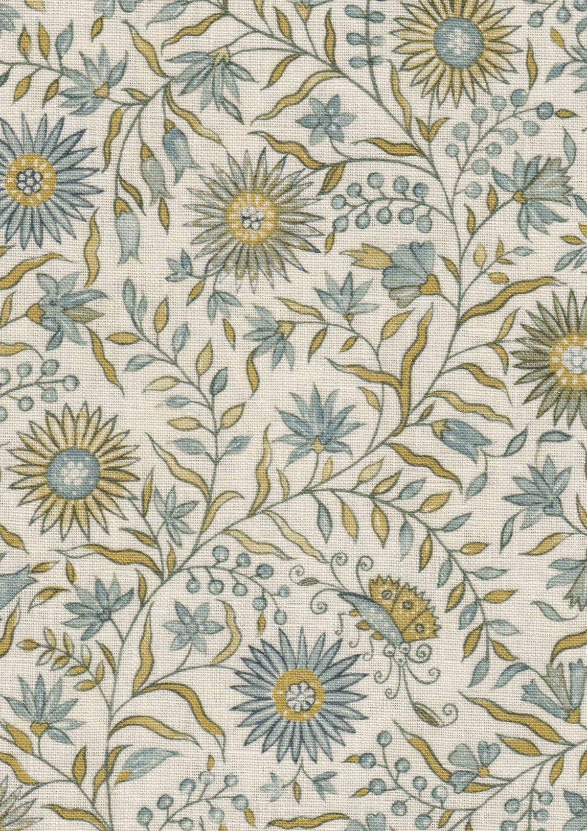Lewis & Wood Daisy Chintz Quince Made to Measure Curtains – fabric detail