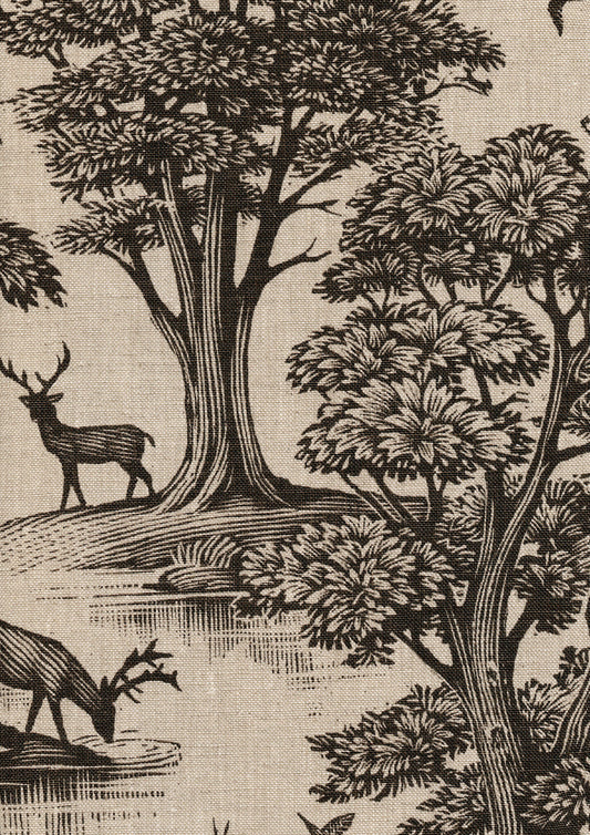 Lewis & Wood Deer Park Black Made to Measure Curtains – fabric detail