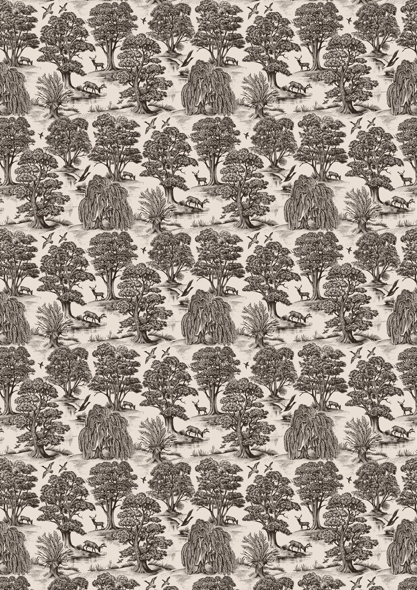 Lewis & Wood Deer Park Black Made to Measure Curtains – full width