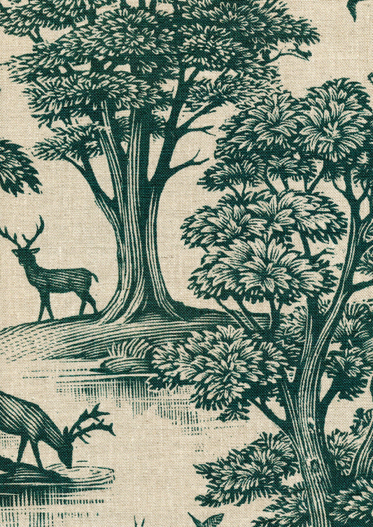 Lewis & Wood Deer Park Forest Green Made to Measure Curtains – fabric detail