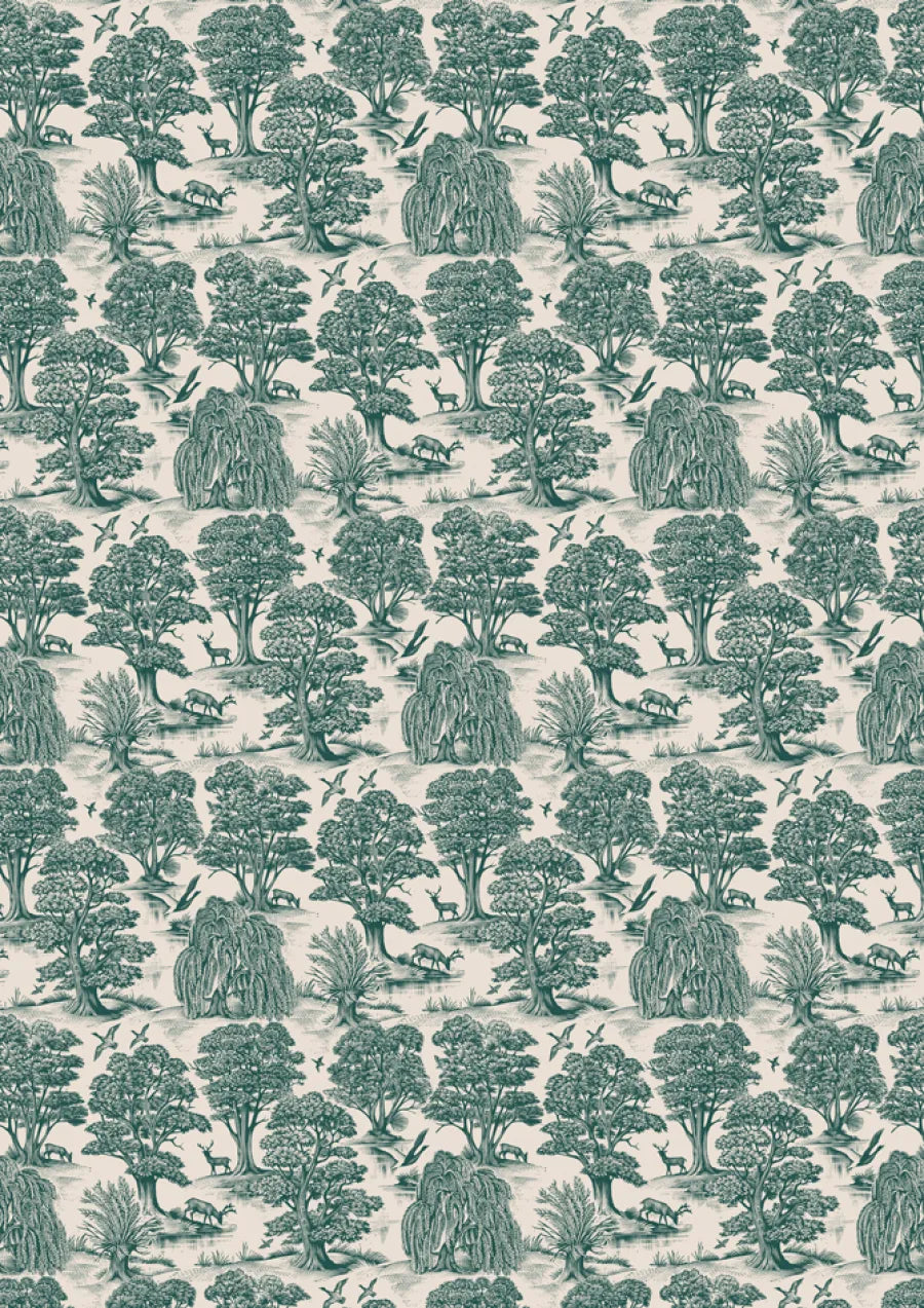 Lewis & Wood Deer Park Forest Green Made to Measure Roman Blinds – full width