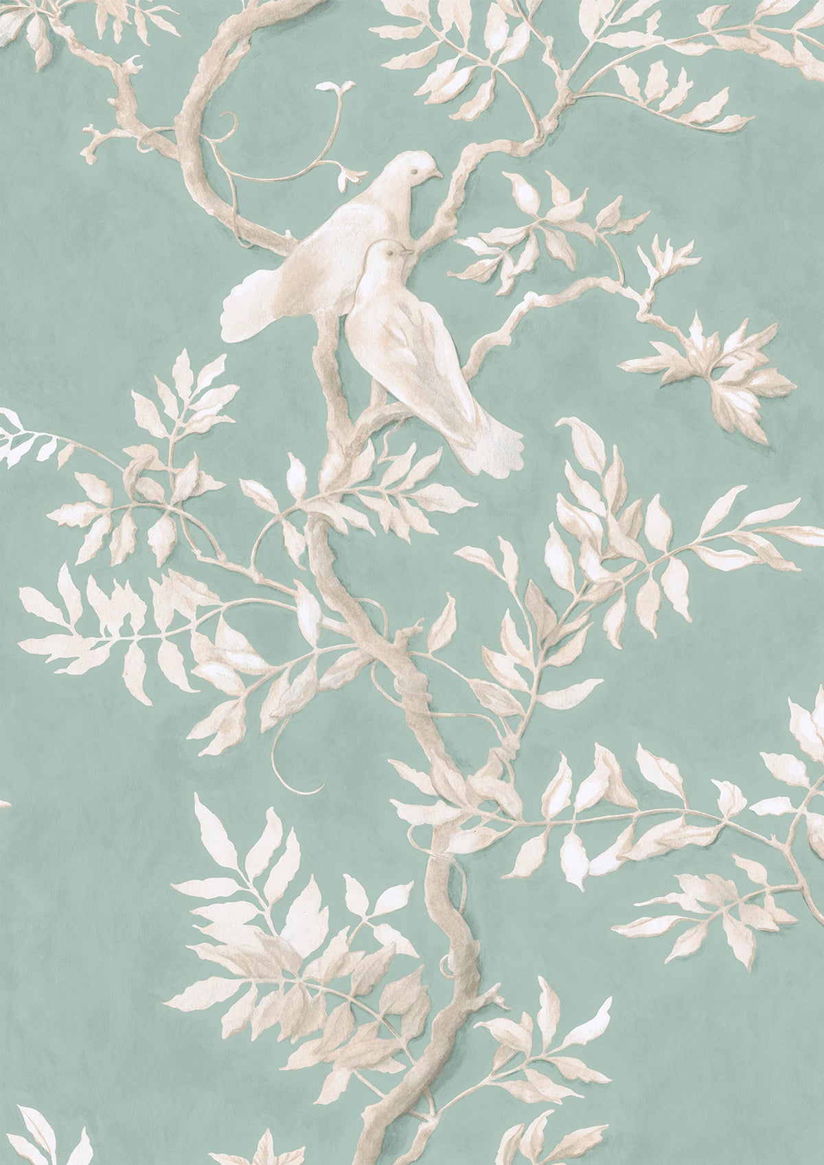 Lewis & Wood Doves Aquamarine Made to Measure Roman Blinds – close-up
