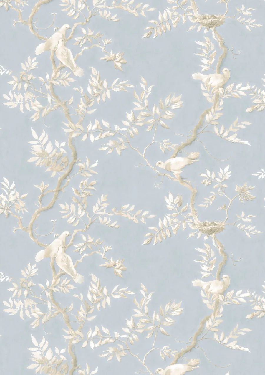 Lewis & Wood Doves Summer Blue Made to Measure Roman Blinds – full width