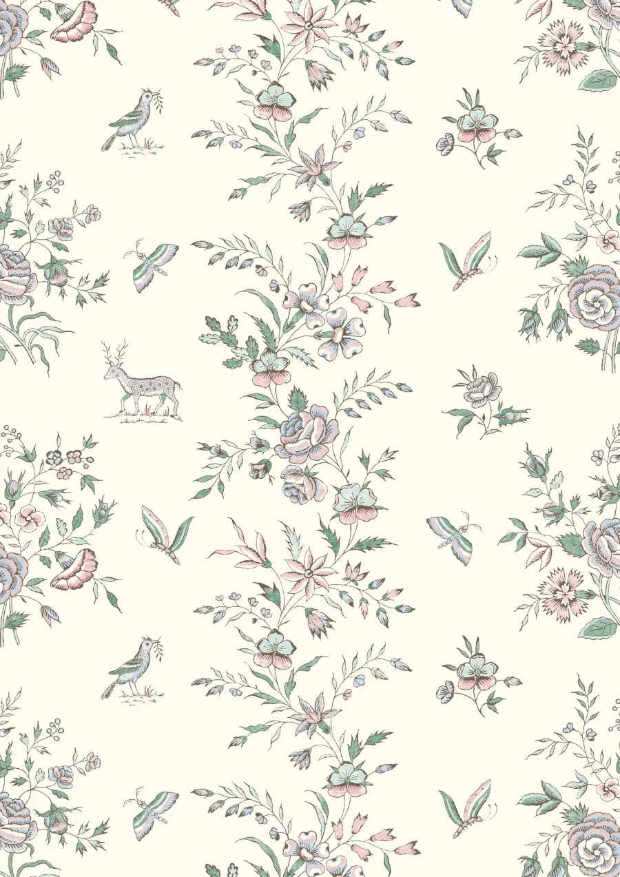 Lewis & Wood Fleurie Peppermint Rose Made to Measure Curtains – close-up