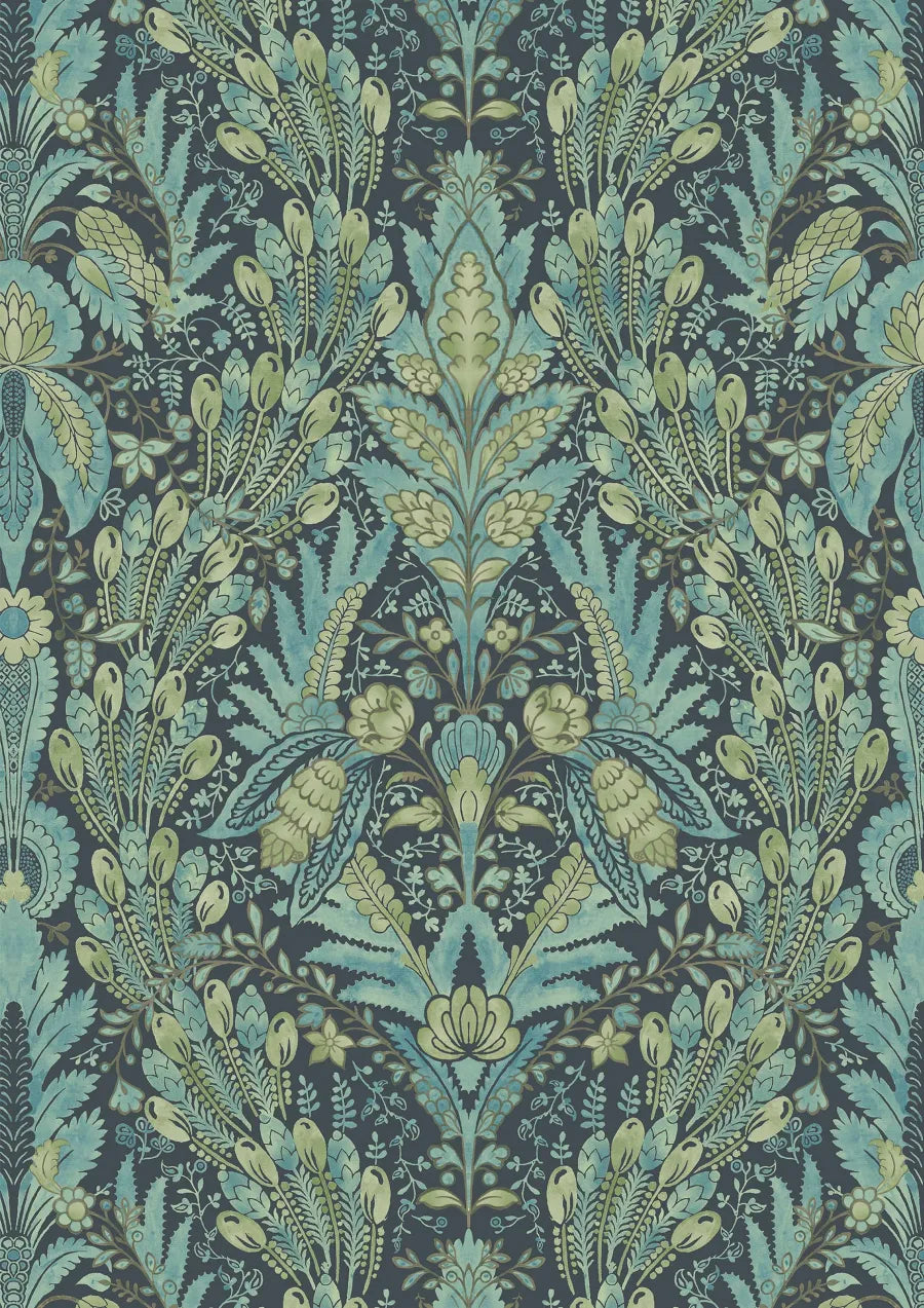 Lewis & Wood Hawskmoor Peacock Made to Measure Curtains – close-up