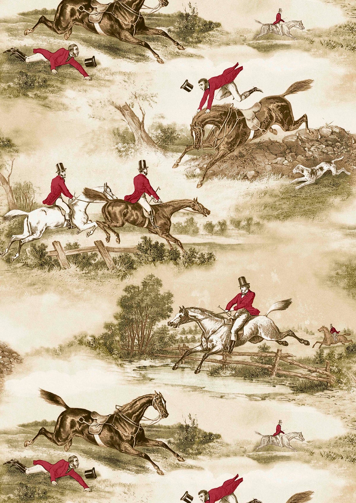 Lewis & Wood Hunting Scenes Made to Measure Roman Blinds – close-up