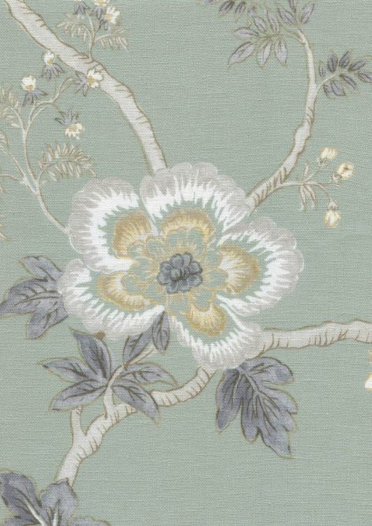 Lewis & Wood Indienne Green Glaze Made to Measure Roman Blinds – fabric detail