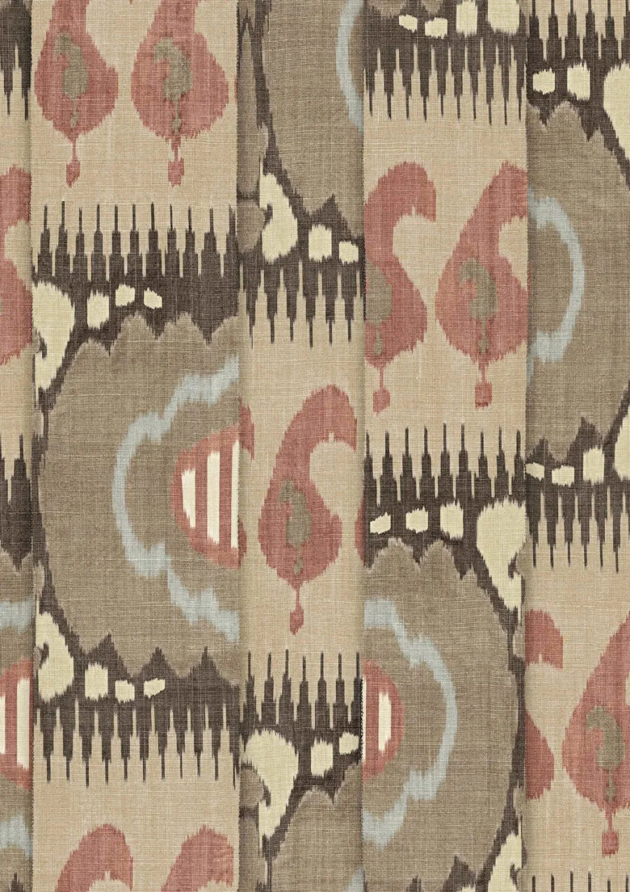 Lewis & Wood Kimono Chilli Mocha Made to Measure Curtains – close-up