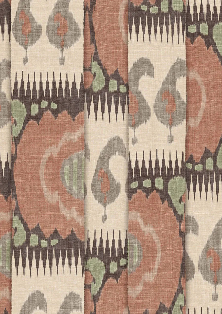 Lewis & Wood Kimono Ginger Green Made to Measure Curtains – close-up