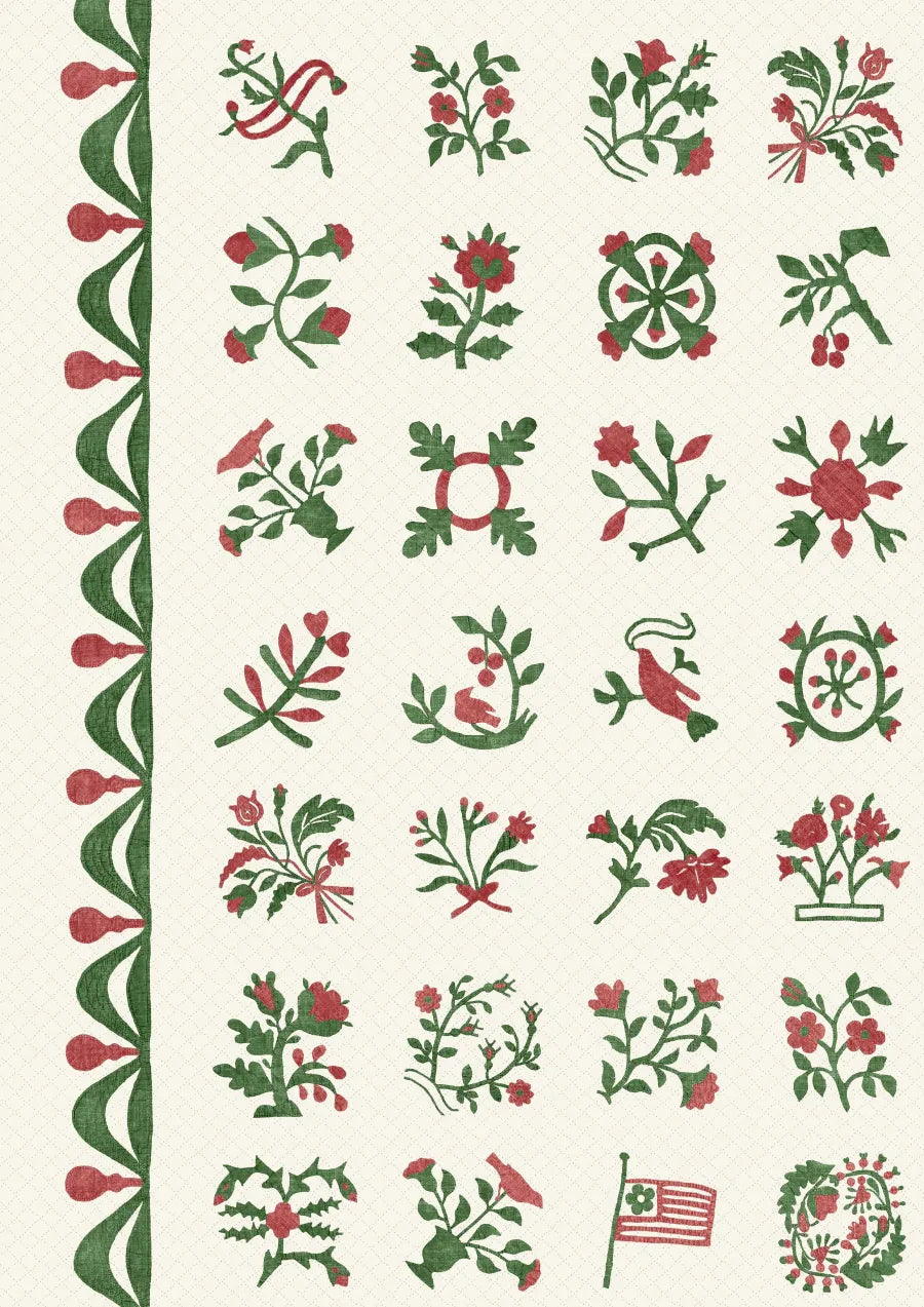 Lewis & Wood Libertyville Poppy Leaf Made to Measure Roman Blinds – close-up