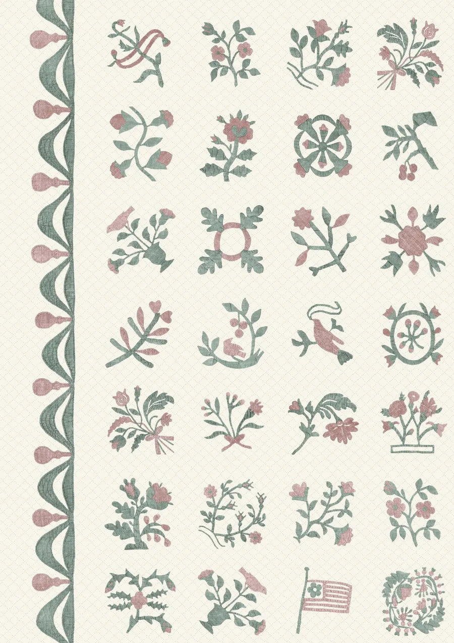 Lewis & Wood Libertyville Sage Rose Made to Measure Roman Blinds – close-up