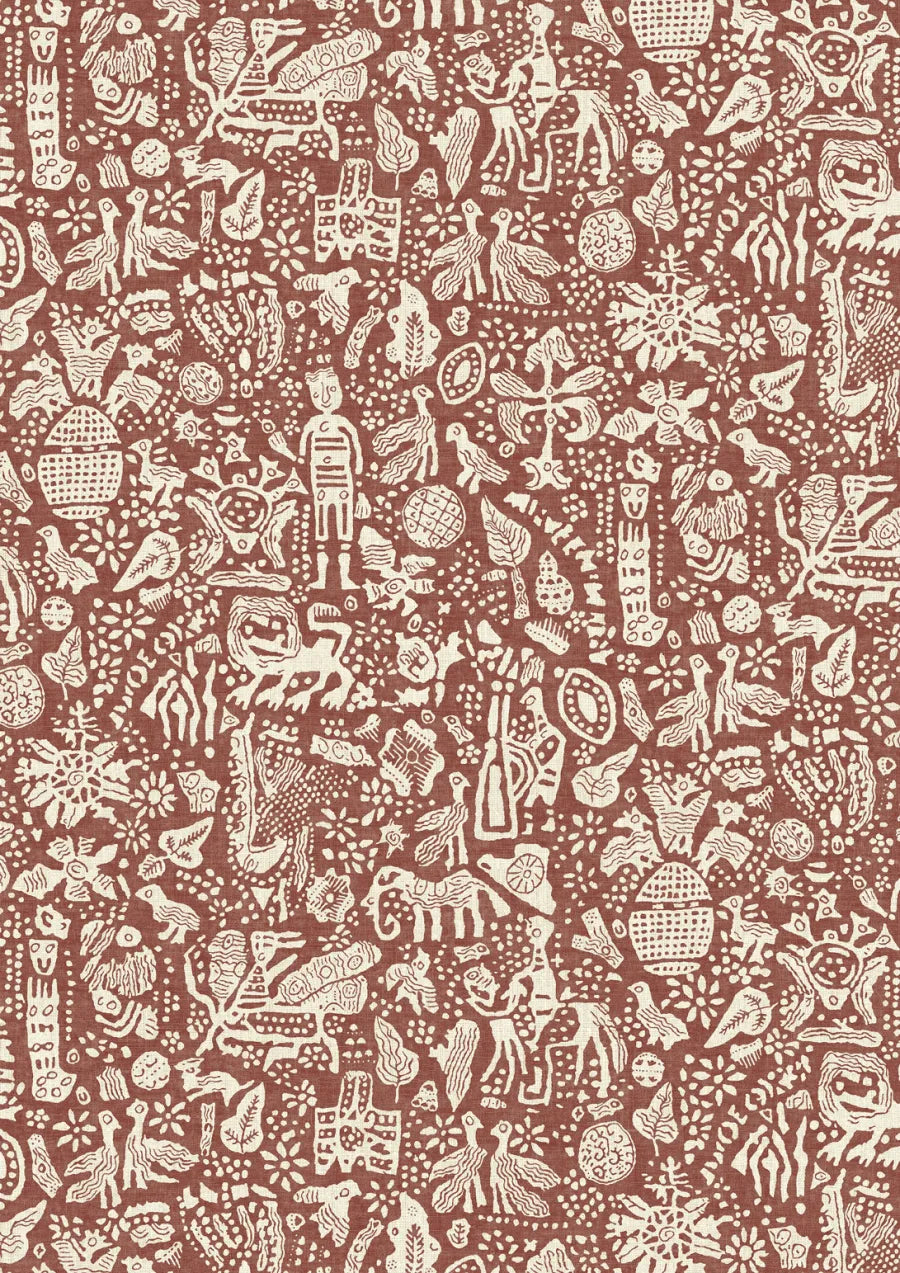 Lewis & Wood Minna Maze Russet Made to Measure Curtains – close-up