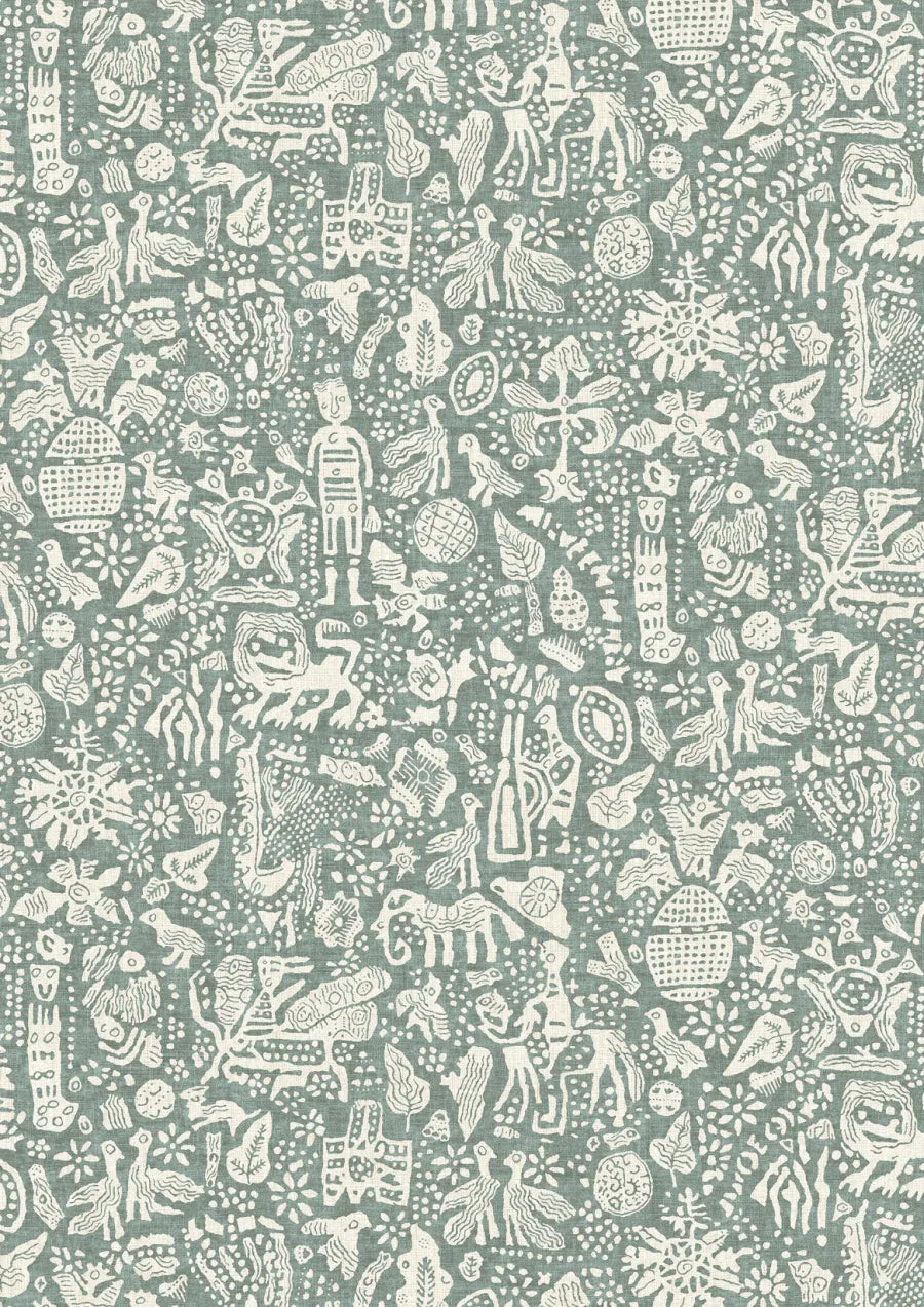 Lewis & Wood Minna Maze Sage Made to Measure Roman Blinds – close-up