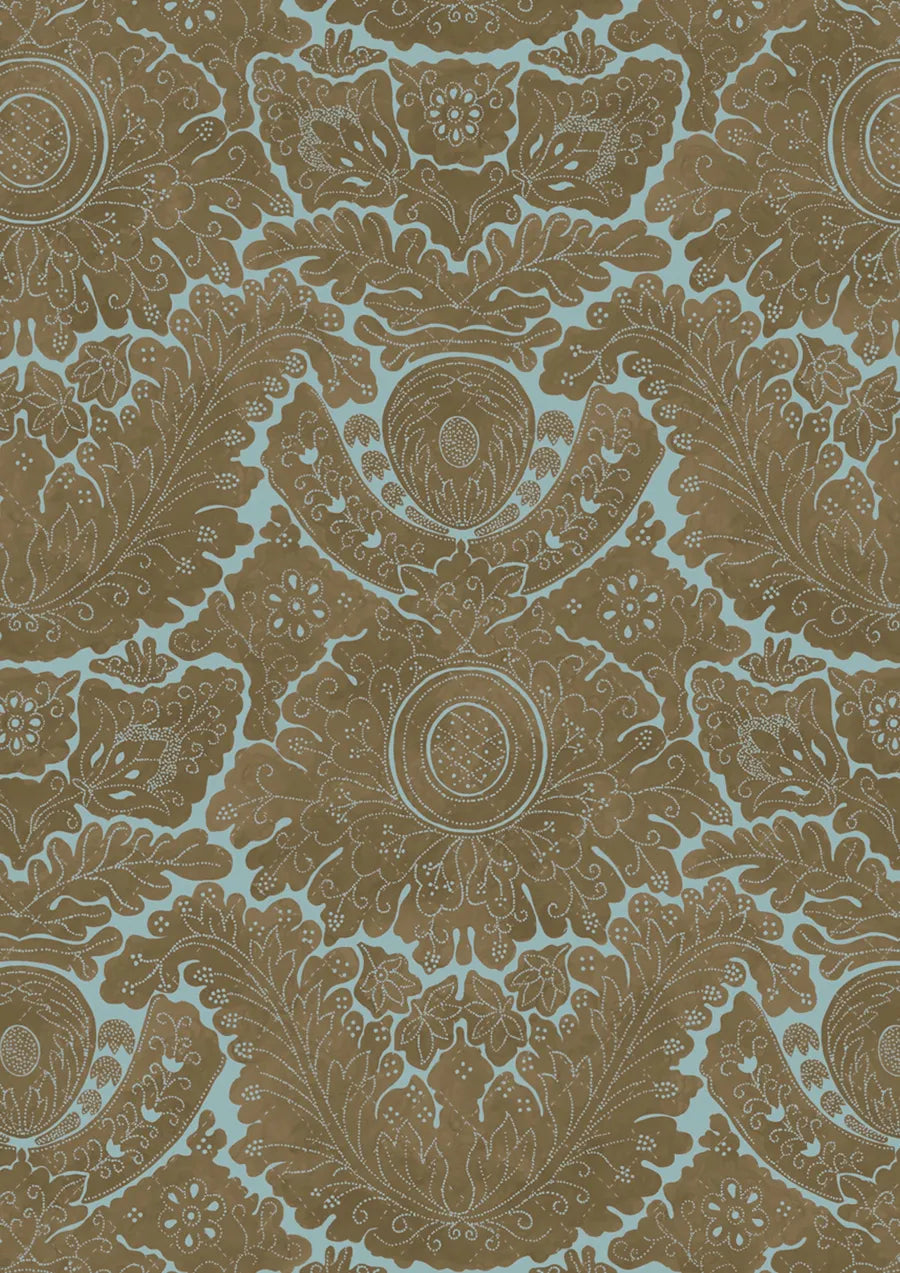 Lewis & Wood Nantes Overdye Brown Blue Made to Measure Roman Blinds – close-up