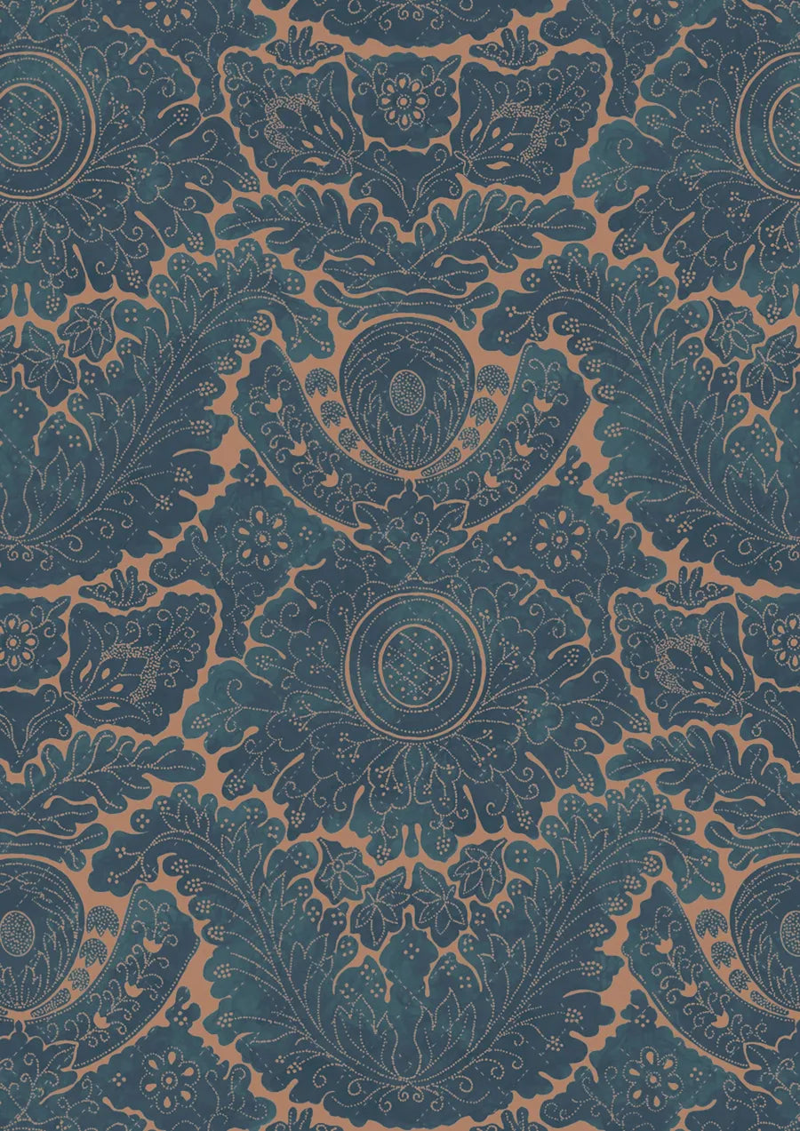Lewis & Wood Nantes Overdye Indigo Salmon Made to Measure Roman Blinds – close-up