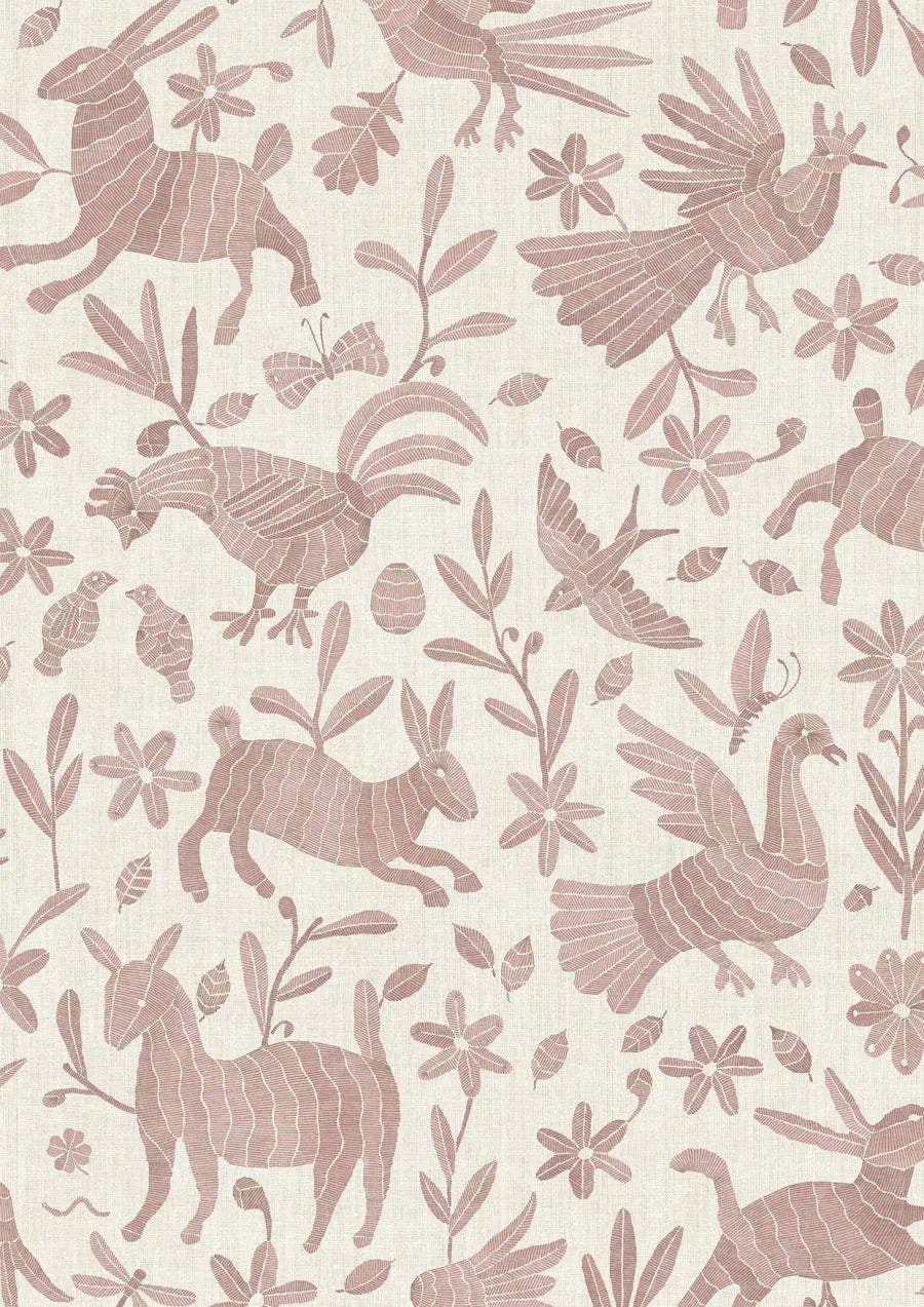 Lewis & Wood Otomi Bunny Pink Made to Measure Roman Blinds – close-up