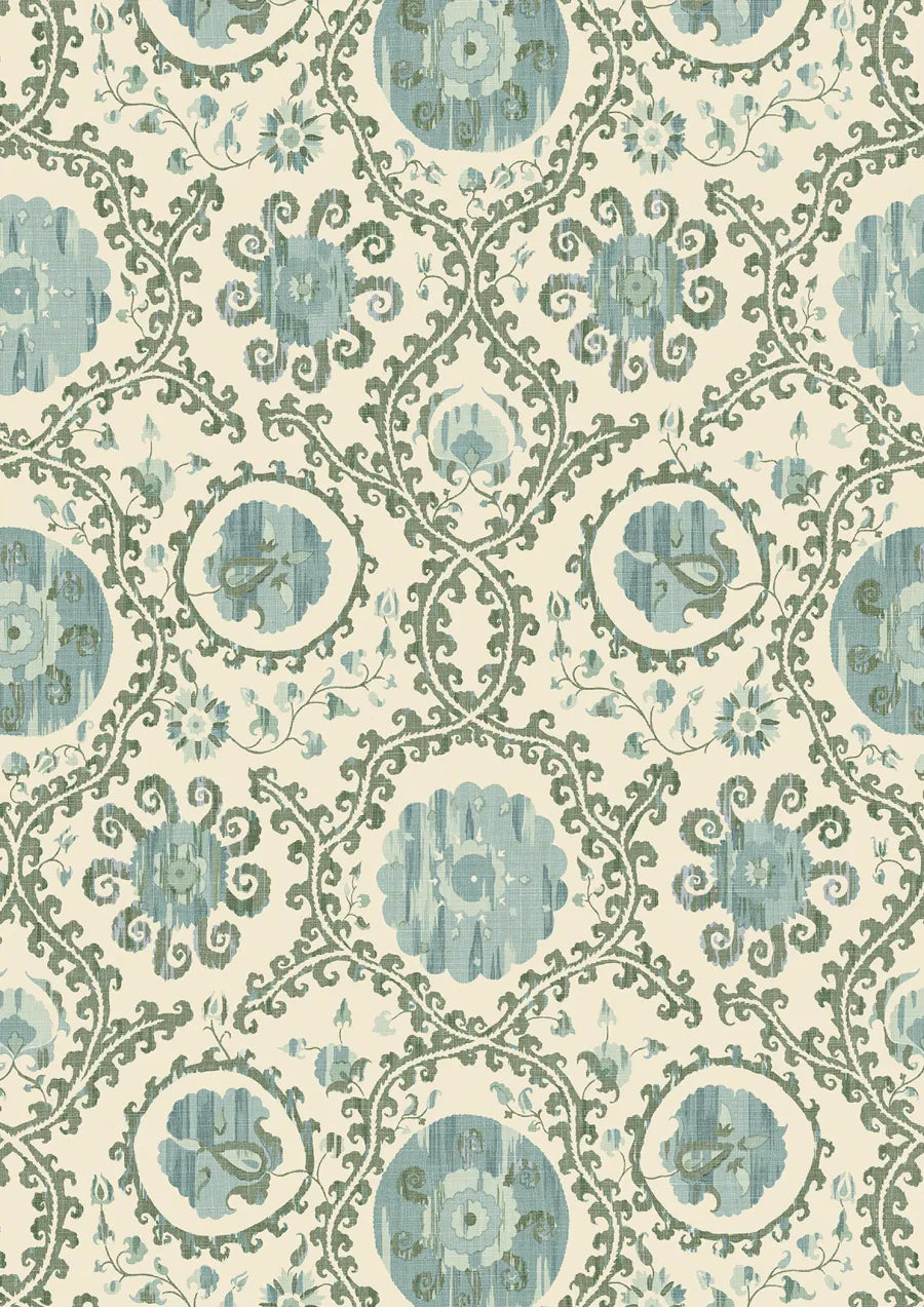 Lewis & Wood Oxus Ocean Blue Made to Measure Curtains – close-up