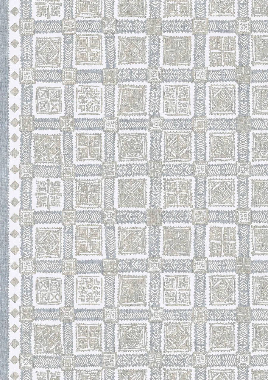 Lewis & Wood Palmyra Blue Sand Made to Measure Curtains – close-up