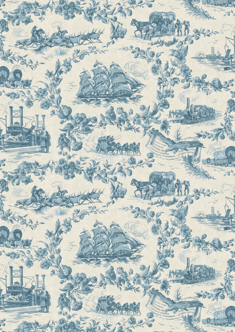 Lewis & Wood Pioneer Days Sky Stone Made to Measure Roman Blinds – full width