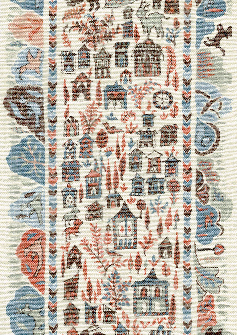 Lewis & Wood Ravi Ribbon Blue Almond Made to Measure Curtains – fabric detail