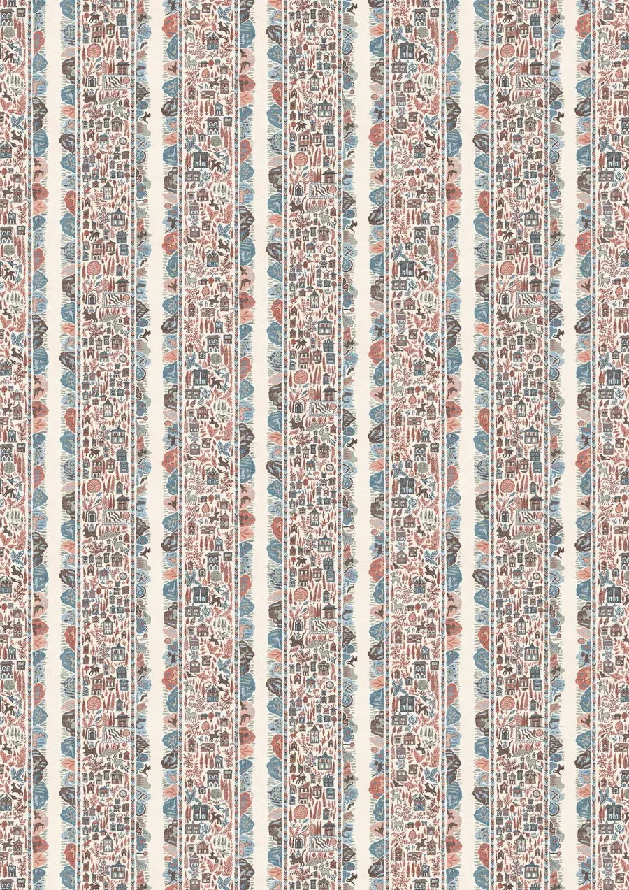 Lewis & Wood Ravi Ribbon Blue Almond Made to Measure Roman Blinds – full width
