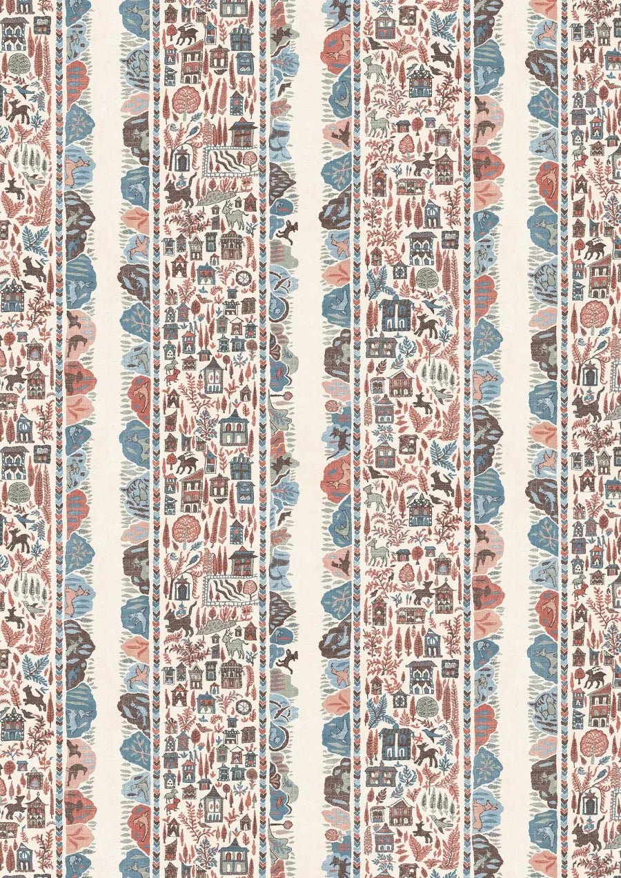 Lewis & Wood Ravi Ribbon Blue Almond Made to Measure Roman Blinds – close-up