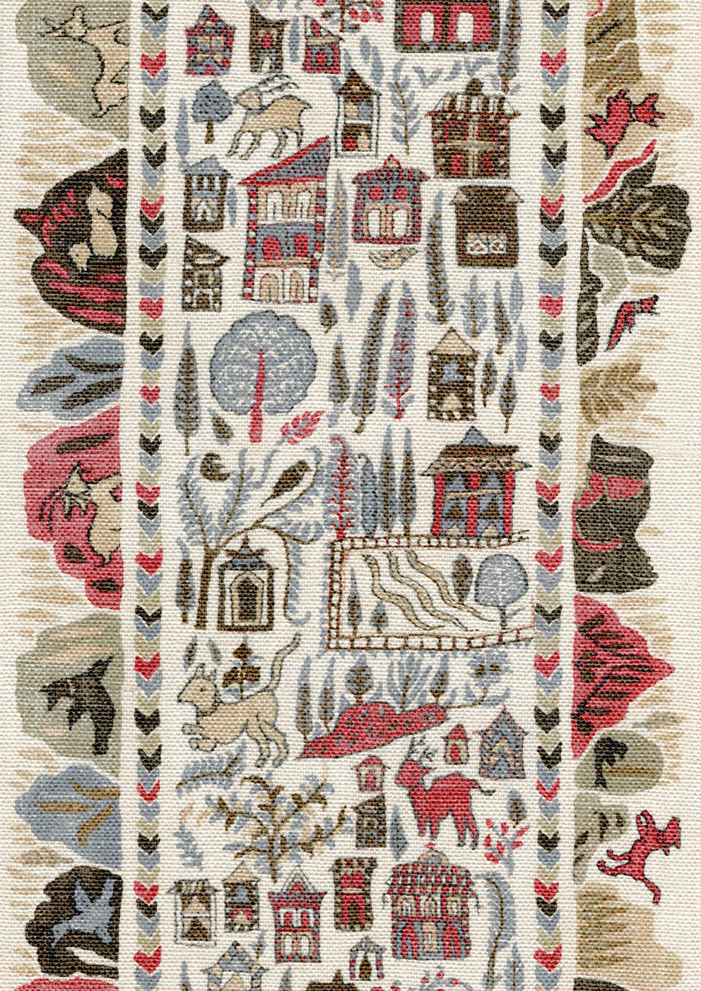 Lewis & Wood Ravi Ribbon Peat Pomegranate Made to Measure Curtains – fabric detail