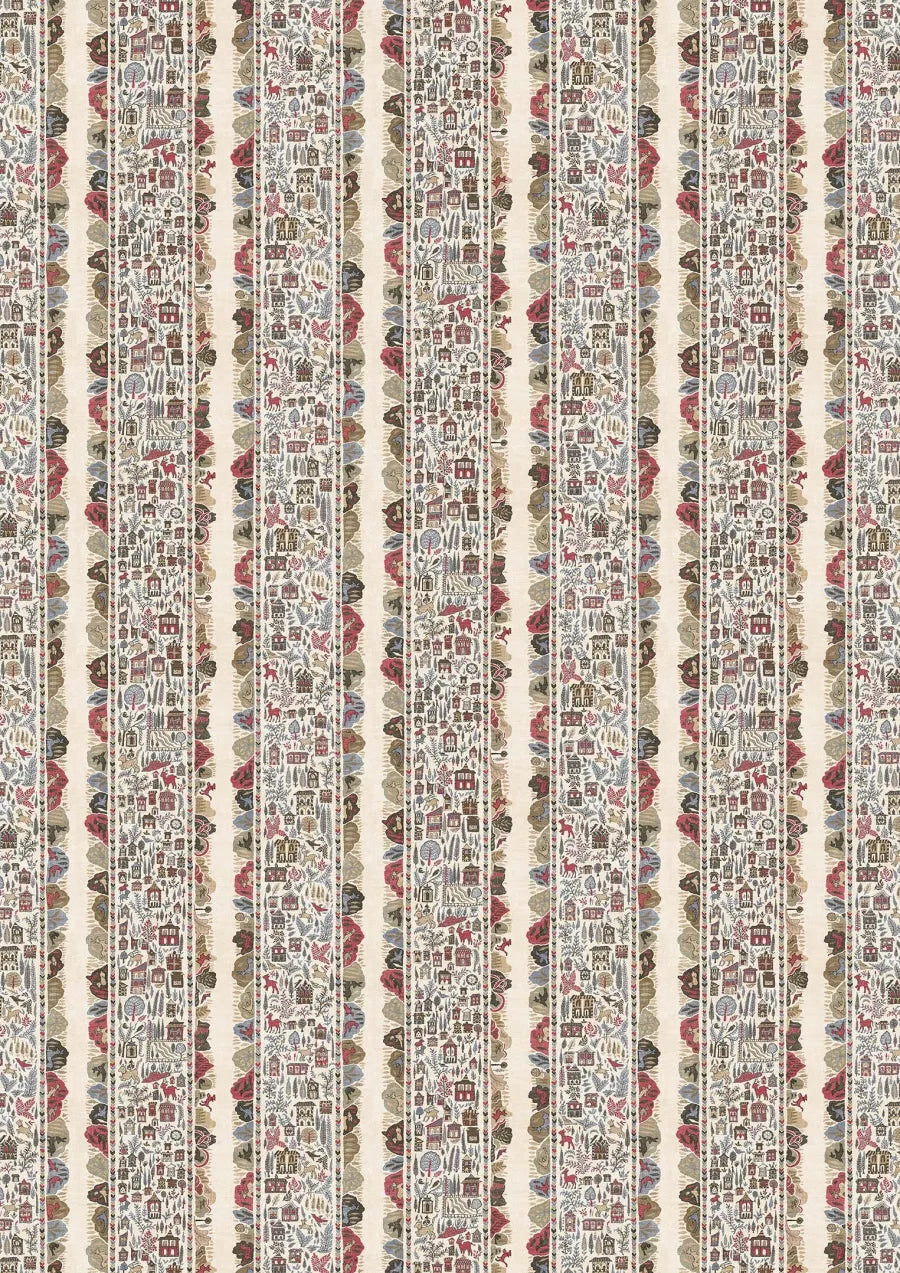 Lewis & Wood Ravi Ribbon Peat Pomegranate Made to Measure Curtains – full width