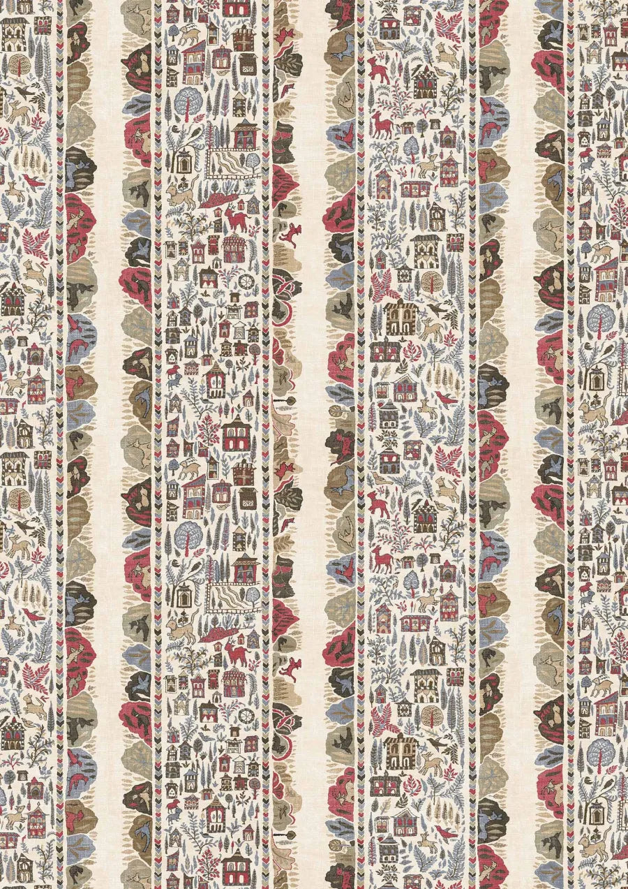 Lewis & Wood Ravi Ribbon Peat Pomegranate Made to Measure Curtains – close-up