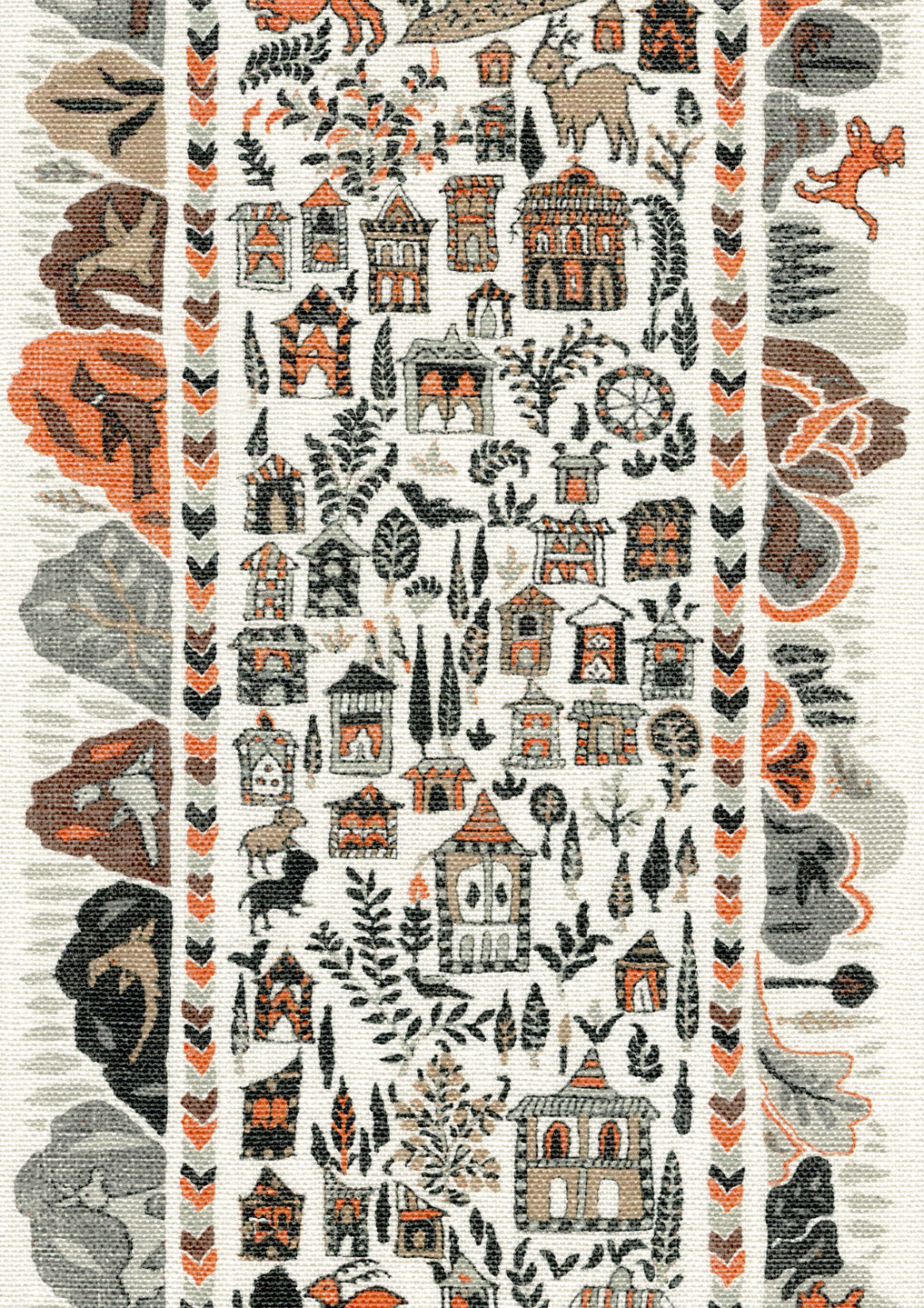 Lewis & Wood Ravi Ribbon Satsuma Soot Made to Measure Curtains – fabric detail