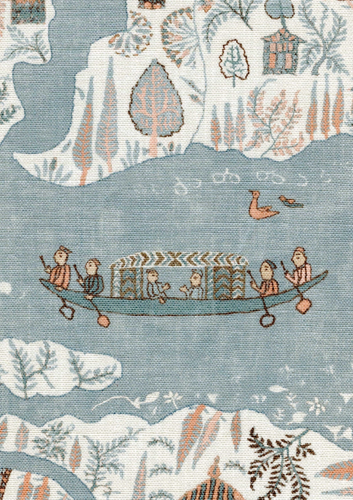 Lewis & Wood Regatta Blue Almond Made to Measure Curtains – fabric detail