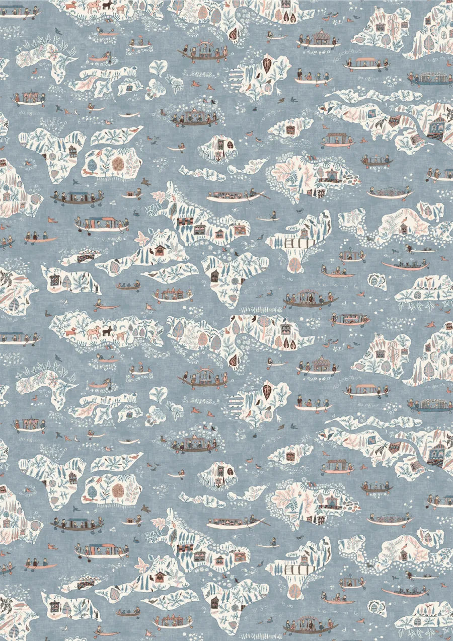 Lewis & Wood Regatta Blue Almond Made to Measure Curtains – full width