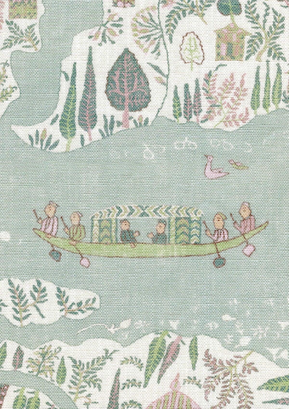 Lewis & Wood Regatta Pistachio Rose Made to Measure Curtains – fabric detail